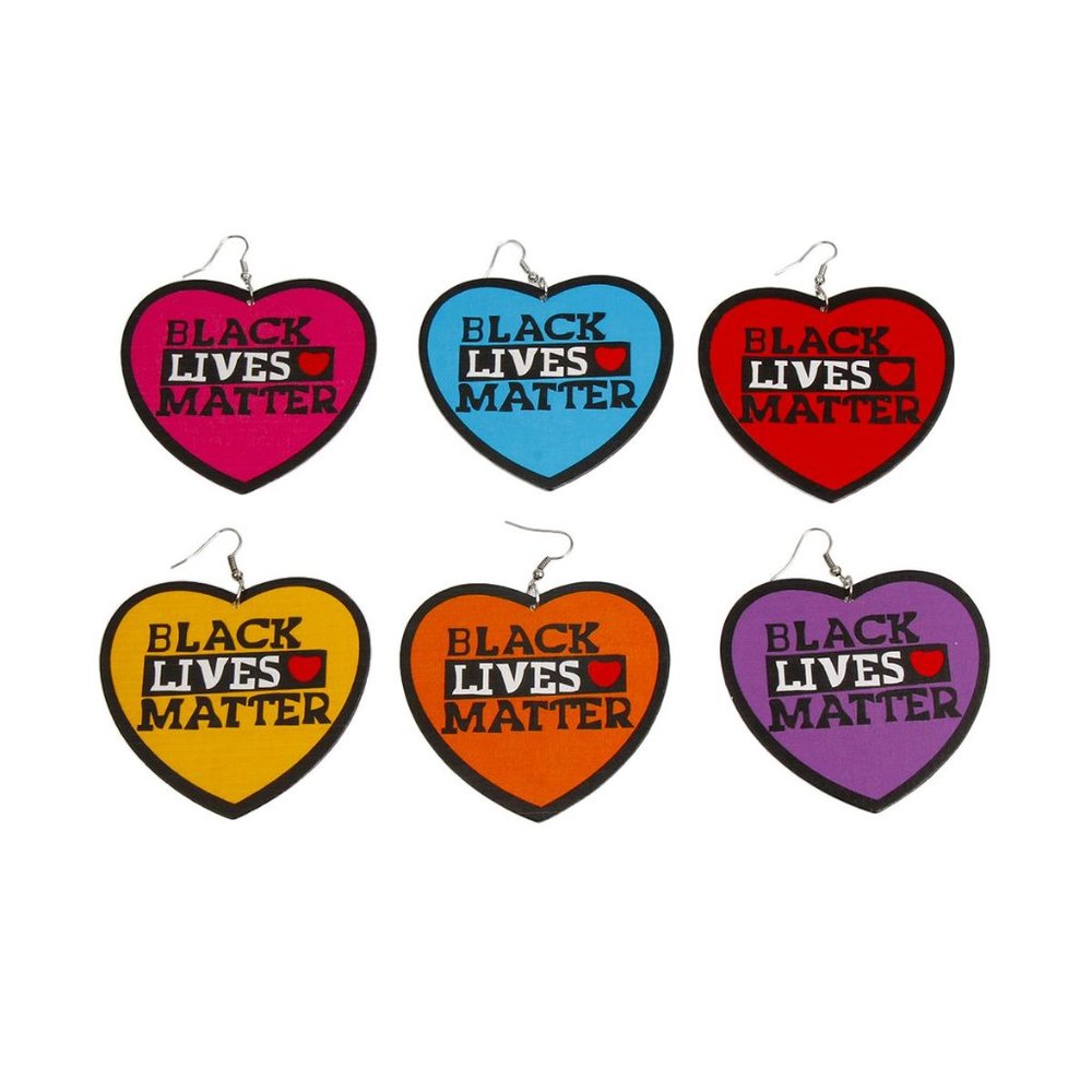 "Black Lives Matter" Heart earring - Picture 2 of 2